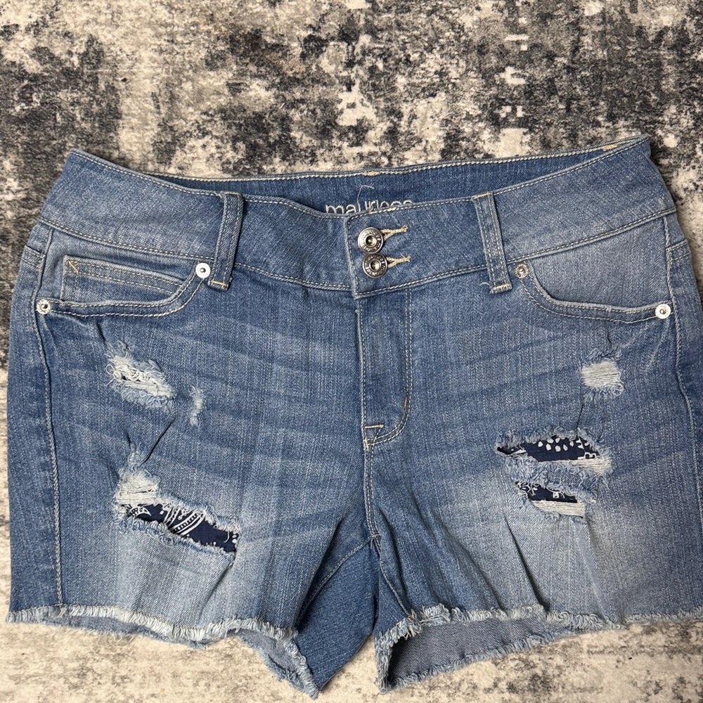 Maurices Blue Distressed Jean Shorts